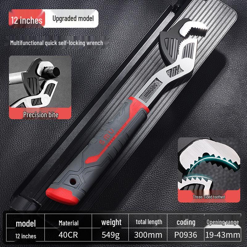 10-дюймовый регулируемый гаечный ключ из хромованадиевой стали с быстрым самозажимным механизмом - Многофункциональный, промышленного класса, высокой твердости.
