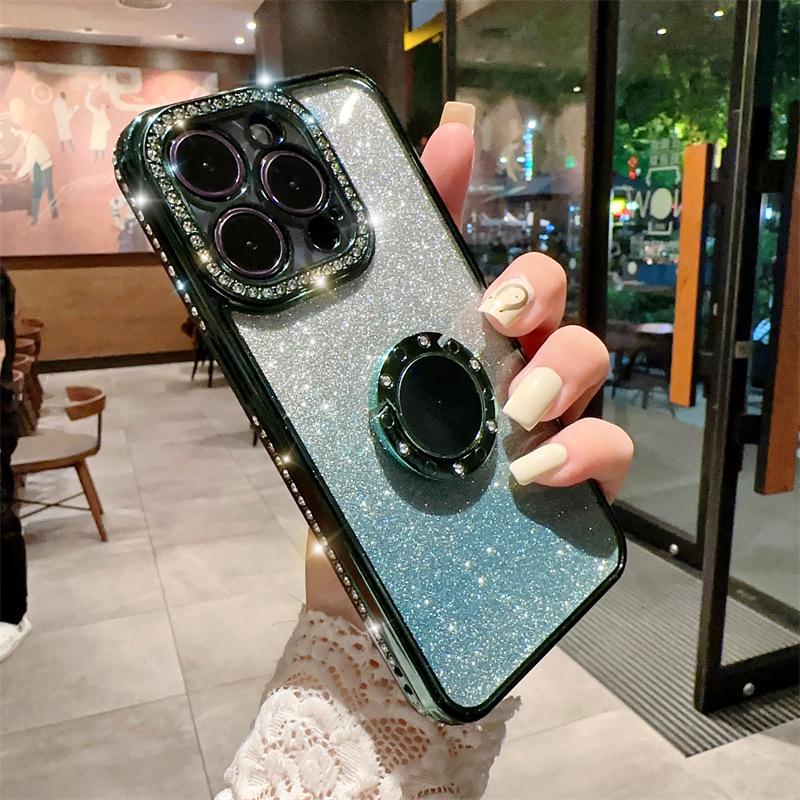 Чехол Goddess Rhinestone Glitter с магнитным кольцом для iPhone 13/14 Pro Max