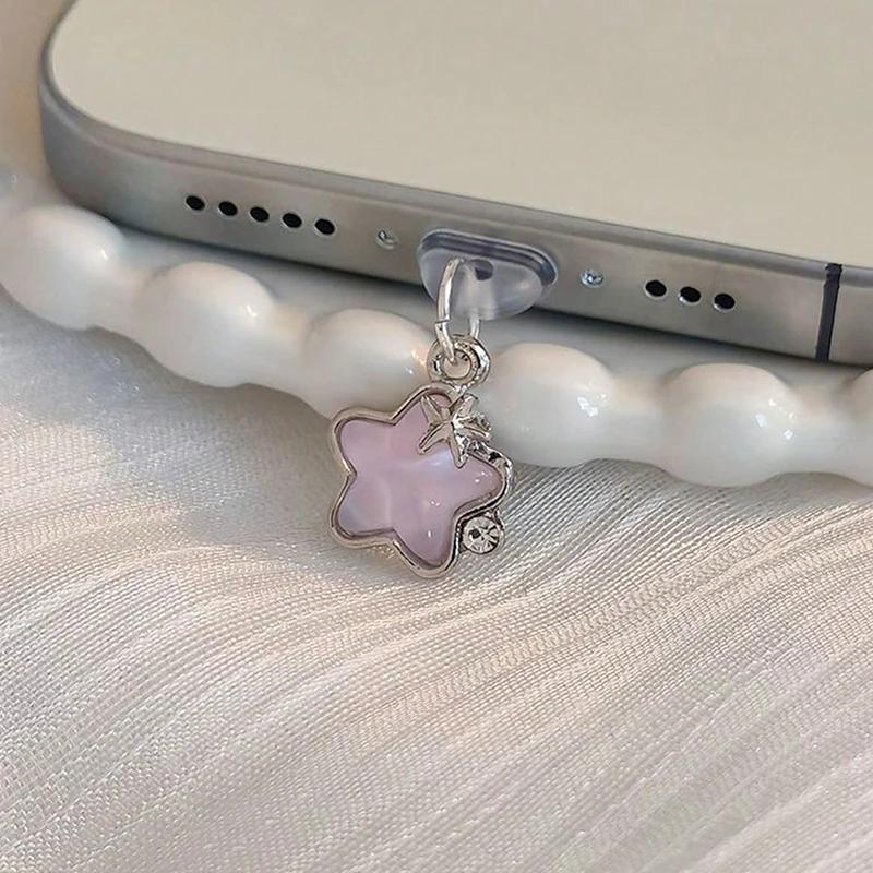 1pcs Cute Diamond Star Phone Dust Plug Accessories Decoration Hanging Pendant for iPhone for Samsung Type-C Charging Port