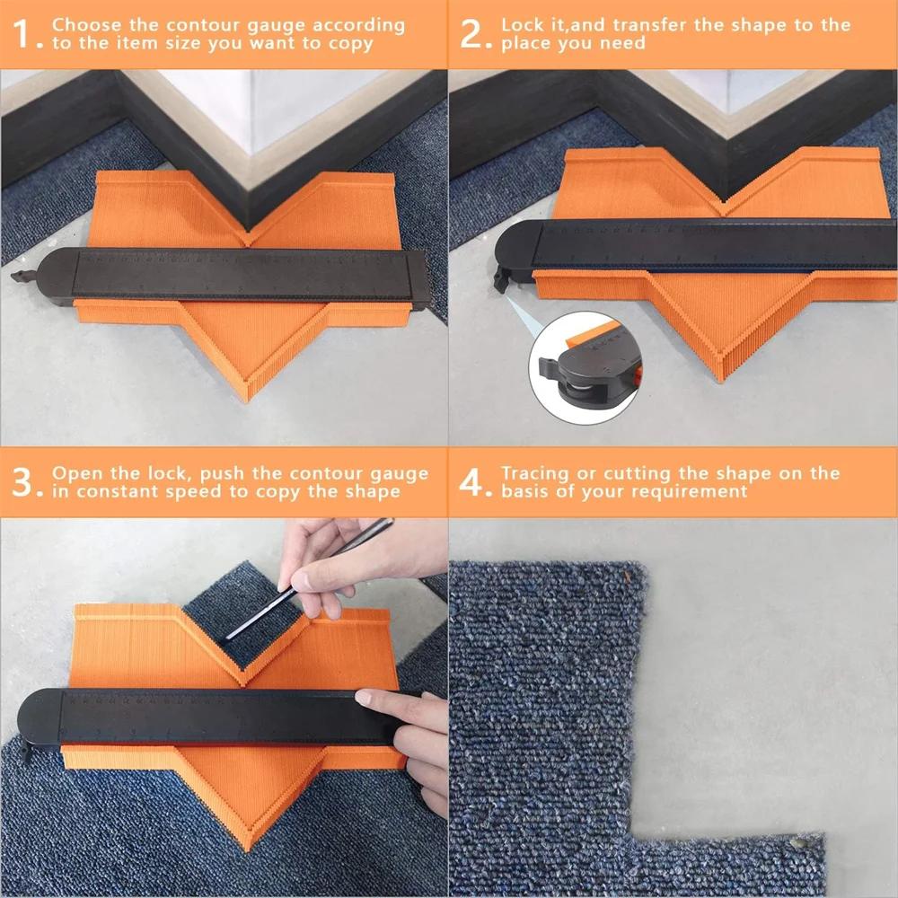 Контурный калибровочный профильный инструмент 5 дюймов/10 дюймов регулируемый замок точно копирует нестандартную форму дубликатор для углов деревянные шаблоны