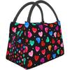 Красный узор сердечек Сумка для ланча на День святого Валентина Портативный многоразовый термоизолированный ланч-бокс для женщин мужчин Сумка-тоут для работы путешествий пикника