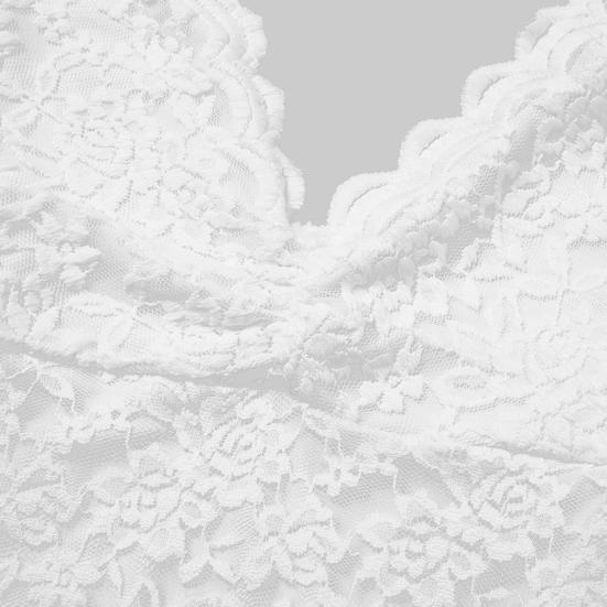 Women Bodysuit Flower Embroidery Lace Elastic Deep V Neck See-through Long Sleeve Solid Color Slim Fit Soft Breathable Spring Playsuit