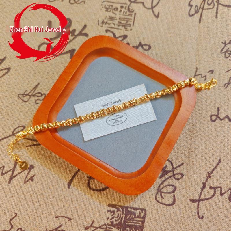 Gold-Plated Women's Bracelet with Watermelon and Brass Electroplated Beads, Korean Style Lucky Jewelry