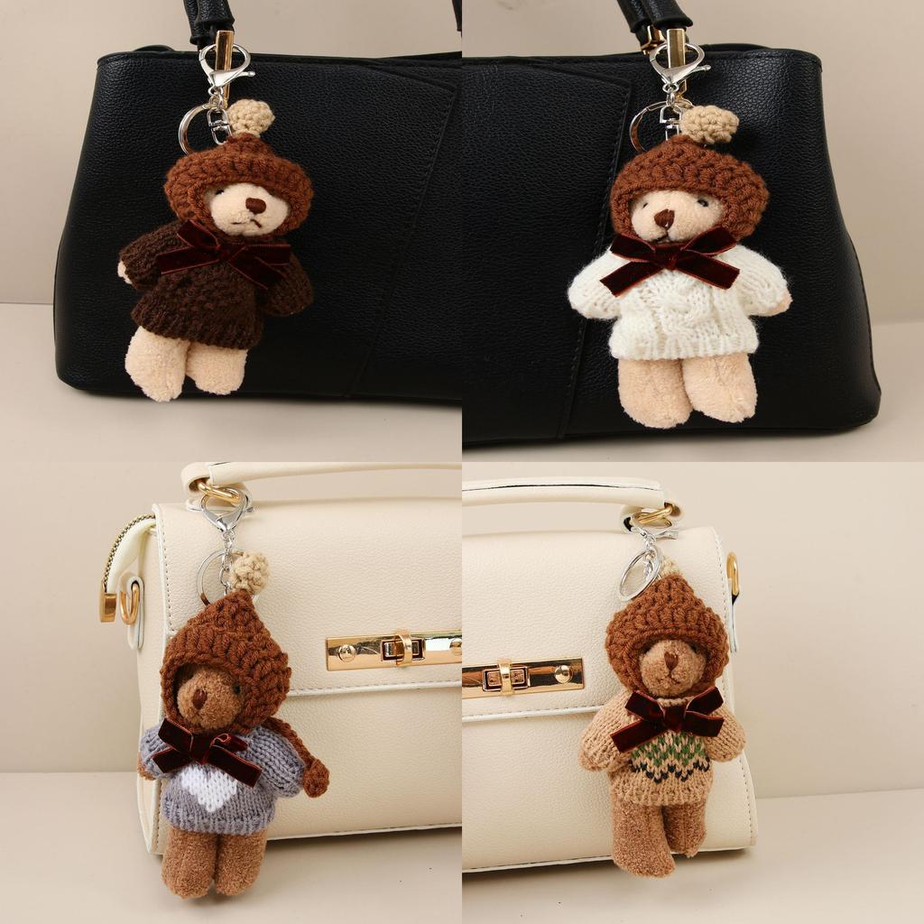 Plush Bear Keychain With Cartoon Animal Pendant For Bags And Gifts