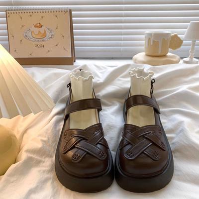 Туфли Мэри Джейн на платформе, сандалии с римским носком, 2025 новинка, лоферы для улицы, маленькие кожаные туфли с юбкой