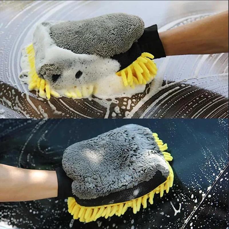 1PCS Car Wash Glove Coral Mitt Soft Anti-scratch for Car Wash Multifunction Thick Cleaning Glove Car Wax Detailing Brush