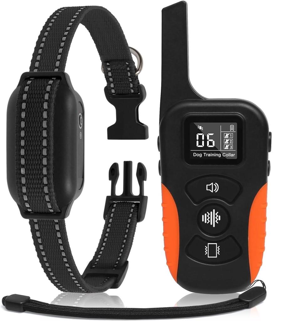 Ошейник для дрессировки собак No Shock 3300 футов с дистанционным управлением, вибрирующий, 9 тонов, сильная вибрация, IPX7, водонепроницаемый, перезаряжаемый, останавливающий лай