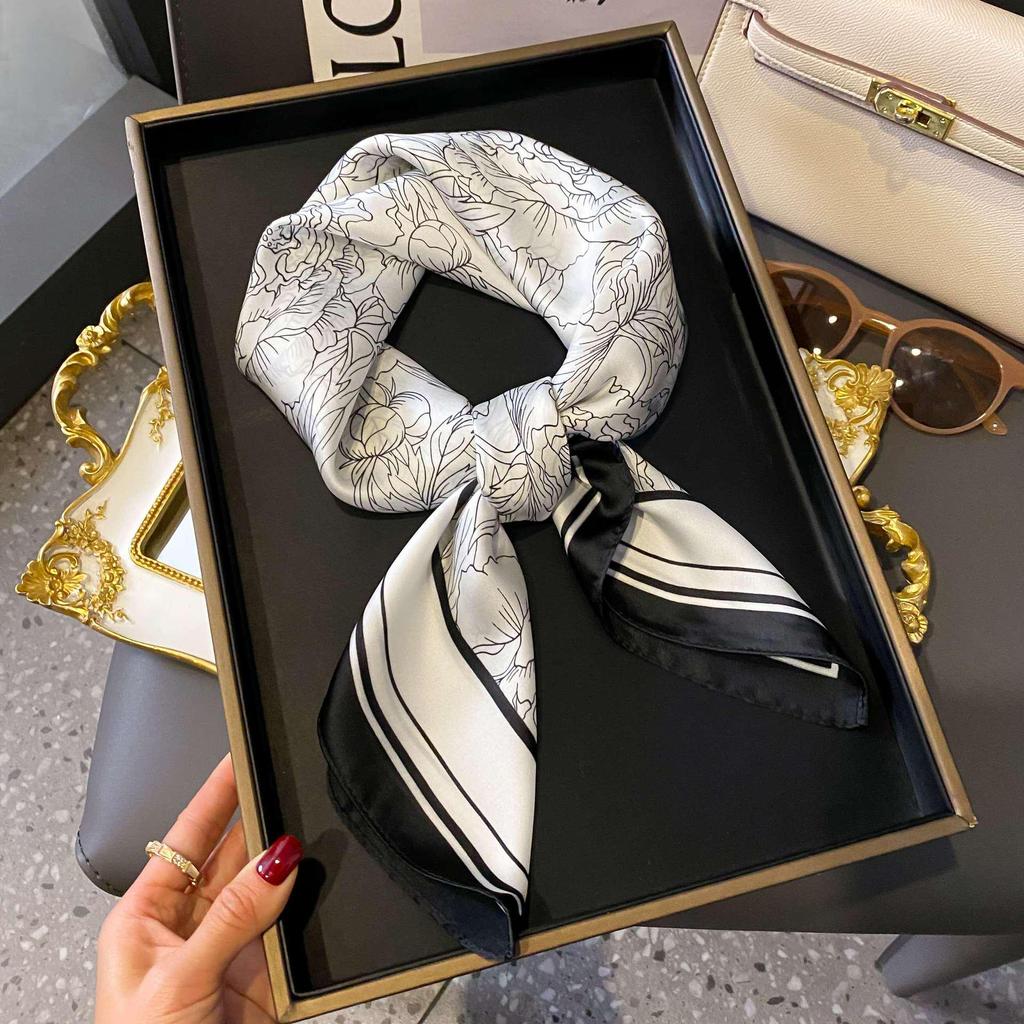 70cm Korean-Style Silk Square Scarf: Fashionable, Versatile Neck Protection and Decorative Accessory
