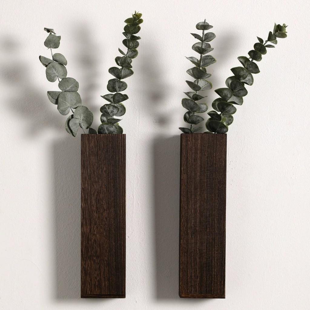 Wooden Plants Holders Wood Wall Planter Wall Decor for Artificial Flower Plants Wall Plant Pocket Vase Hanging for Living Room Bedroom Decroation