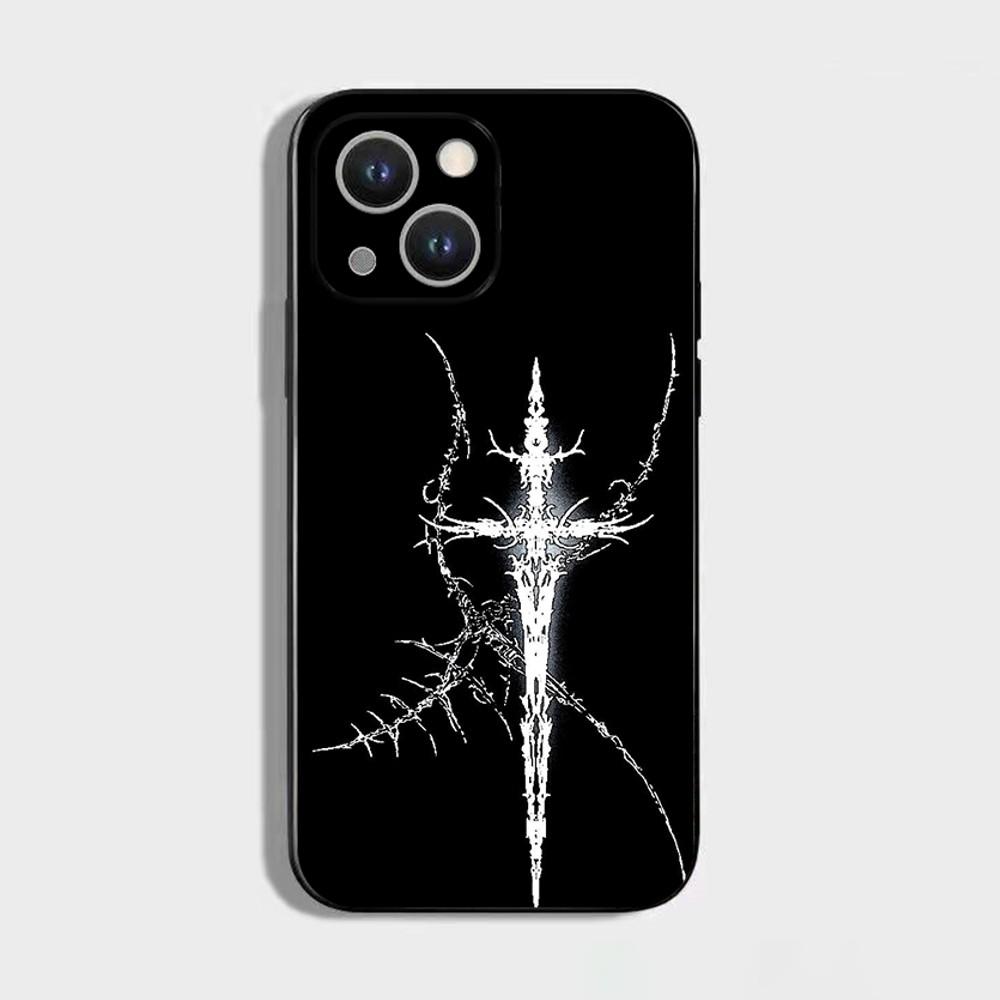 Кибер-сигил Линия креста Чехол для телефона Для iPhone 16,15,14,13,12,11 Plus,Pro Max,XS,X,XR,SE,Mini,8,7, Мягкий силикон Черный чехол