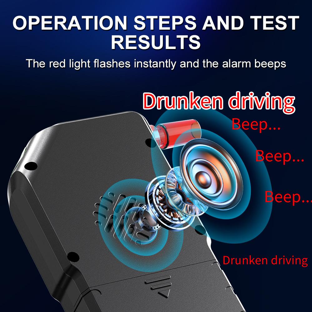 ЖК-дисплей Детектор алкоголя Полупроводниковый алкометр Точность Тестер алкоголя в выдыхаемом воздухе Полицейский алкотестер Тест на вождение в нетрезвом виде