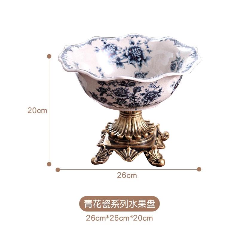 Fruit Tray Desktop Ornament Set American Ceramic Home Light Luxury Living Room European Retro High Foot Large Capacity Highgrade