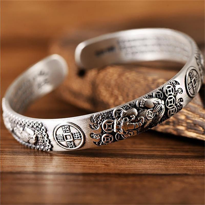 XIYANIKE Men Thai Silver Twisted Woven Opening Bracelets Bangle Neutral Retro Original Handmade Exquisite Jewelry Unique Gift