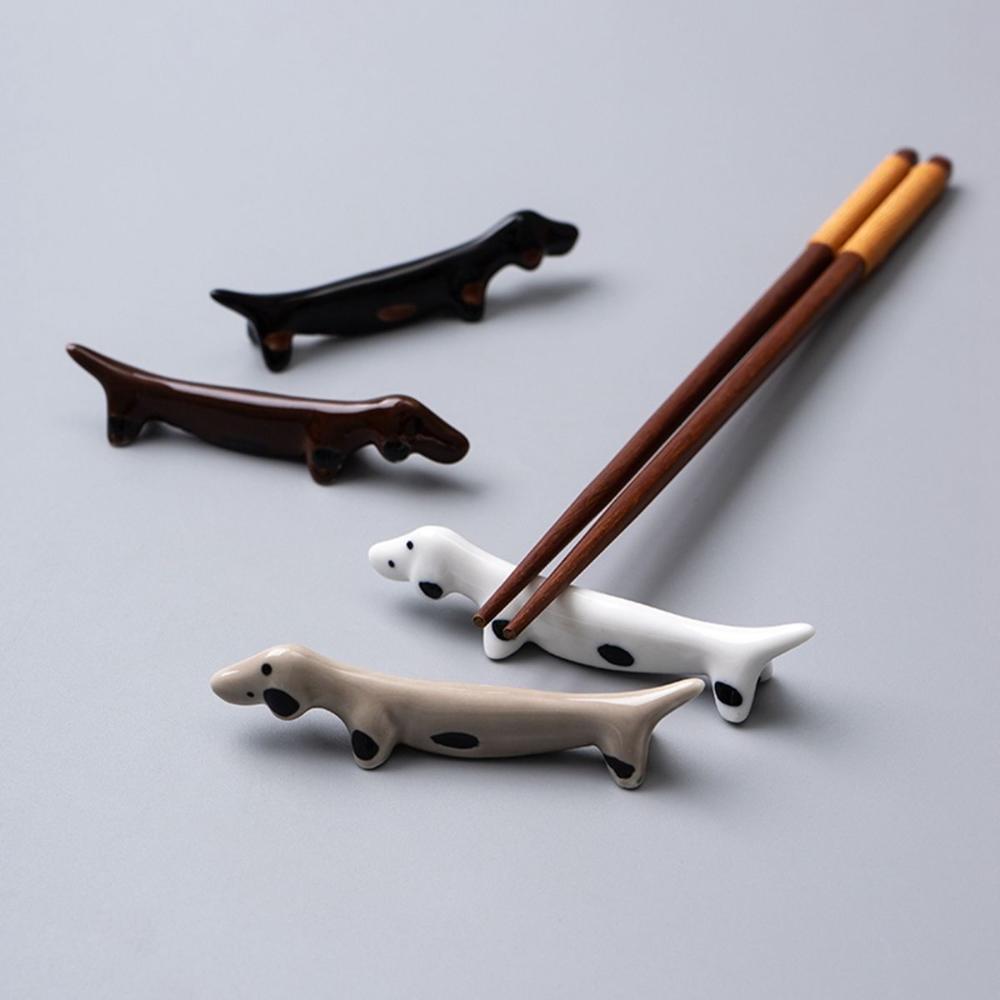 Shaped Dachshund Ceramic Cute Chopstick Rest Chopsticks Holder Tableware Rack Dinnerware Stand