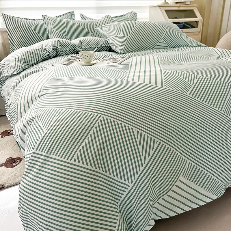 White Flower Stripes Duvet Cover Set with Bed Sheet Pillowcases Popular Reactive Print Bedding Sets Twin Full Queen King Size