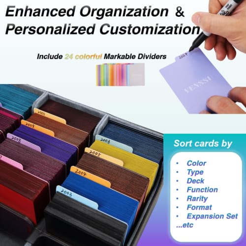 Deck Case, Trading Card Case, Card Storage Box, Card Case with Dividers and Card Stoppers, Compatible with Yu-Gi-Oh!, Pokemon, MTG, and Other Card Gam