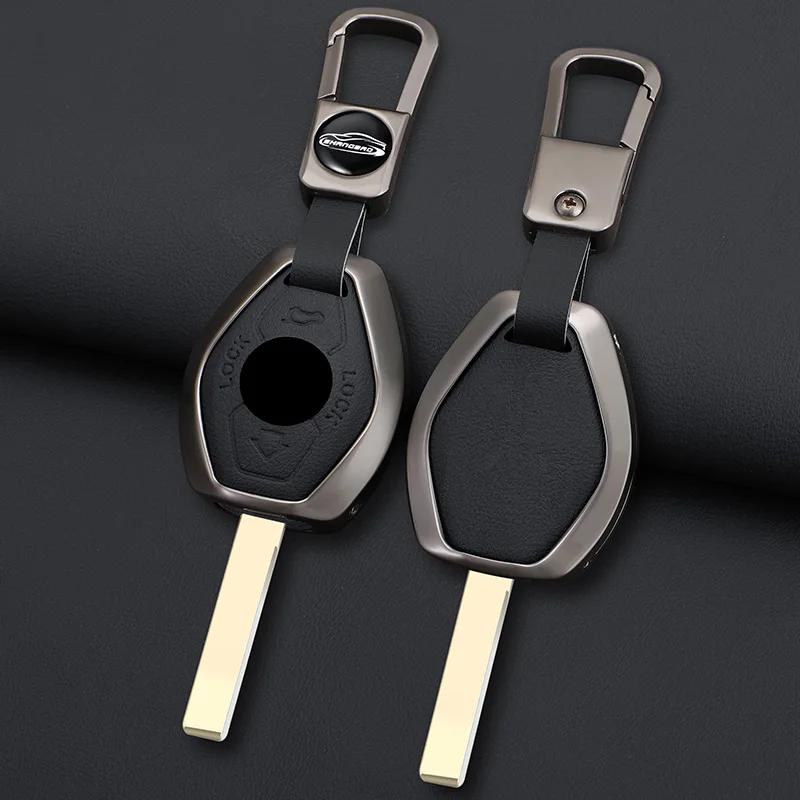 Interior Mouldings Car Zinc Alloy Leather Key Case Cover For BMW 3 5 7 Series X5 E53 X3 F83 E46 E39 E38 E60 E63 E61 E64 330i Z3