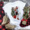 Kawaii Cartoon Merry Christmas Tree Graphics Women T-Shirts 90S Summer Short Sleeves Loose Round Neck Female Y2K Tops