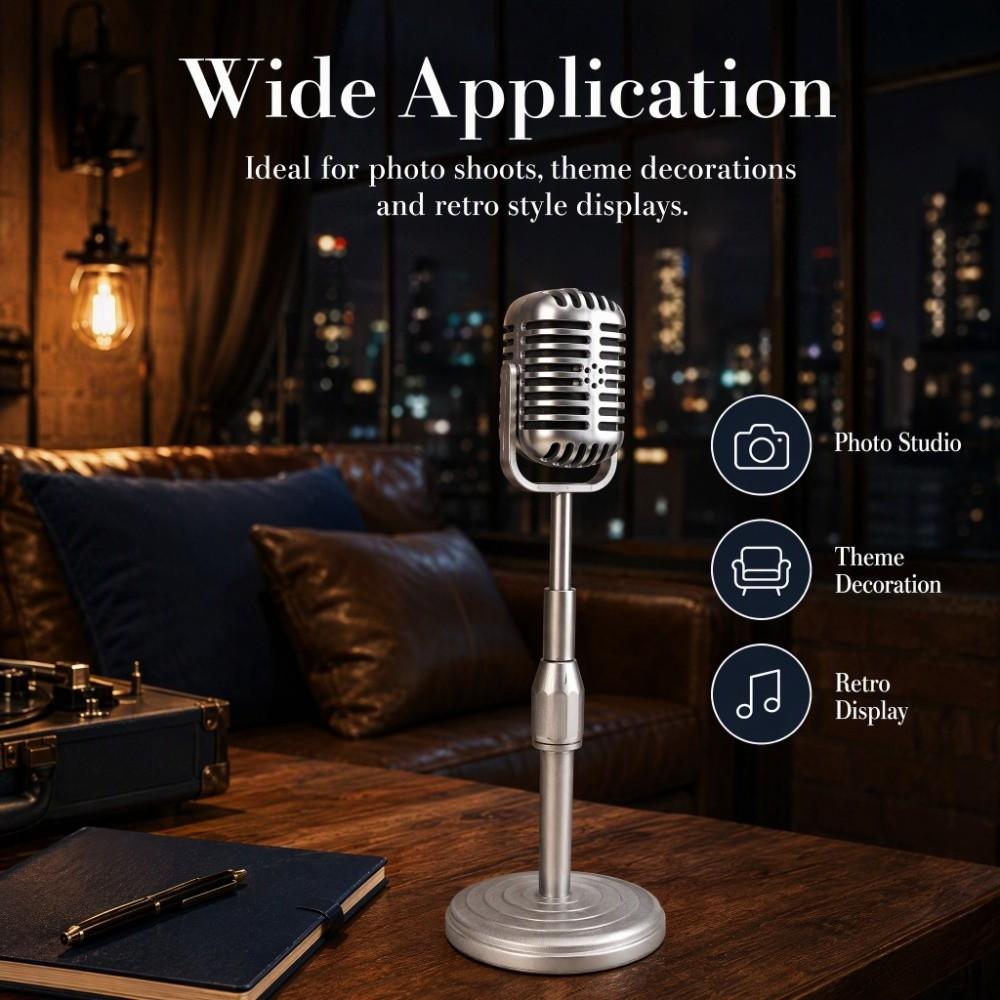 Height Adjustable Microphone Prop Model Support Rod Mic Stand Set Fake Mic Prop Photography