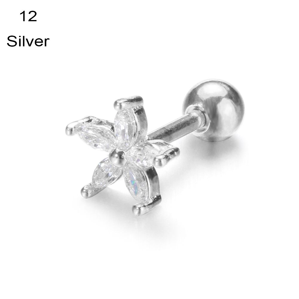 Серьги-гвоздики Helix Tragus Star Moon Heart CZ Пирсинг ушей Серебряные золотые украшения для тела