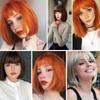 MISSQUEEN Короткий парик из синтетического волокна оранжевого цвета с челкой для женщин, ежедневный парик, черный, коричневый, серый, длина до плеч