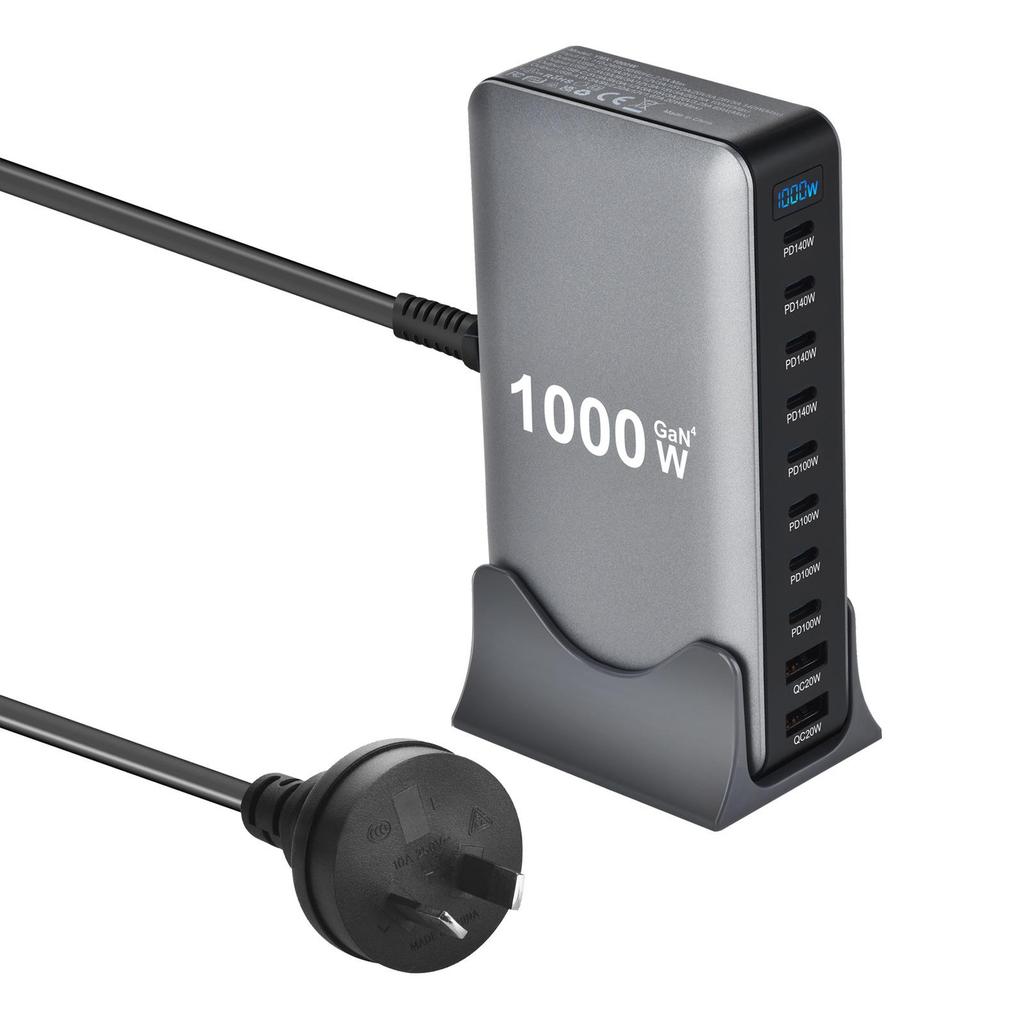 Многопортовый USB-зарядник на нитриде галлия PD140W: Настольное зарядное устройство 600 Вт с быстрой зарядкой 140 Вт для мобильных телефонов