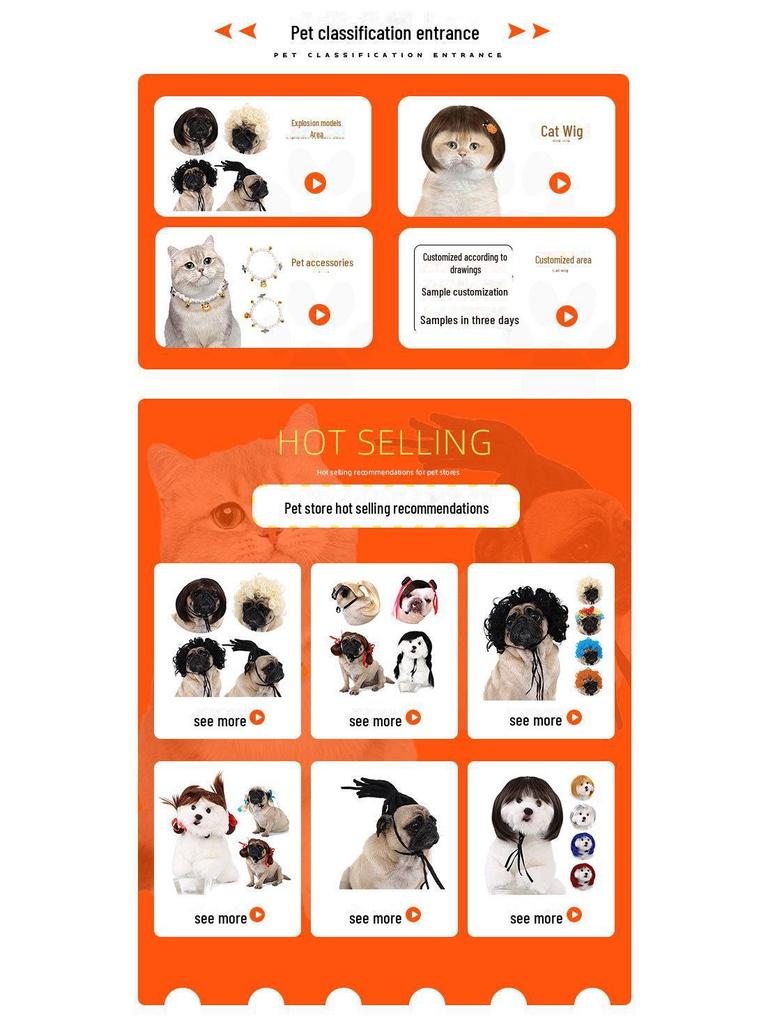 Набор из цветного парика и заколки для волос с цветами для собак - милые аксессуары