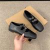 Queen Fan Retro Black French Flat-bottomed Shallow Mouth Single Shoes Women's 2025 New Autumn Soft-soled Mary Jane Shoes