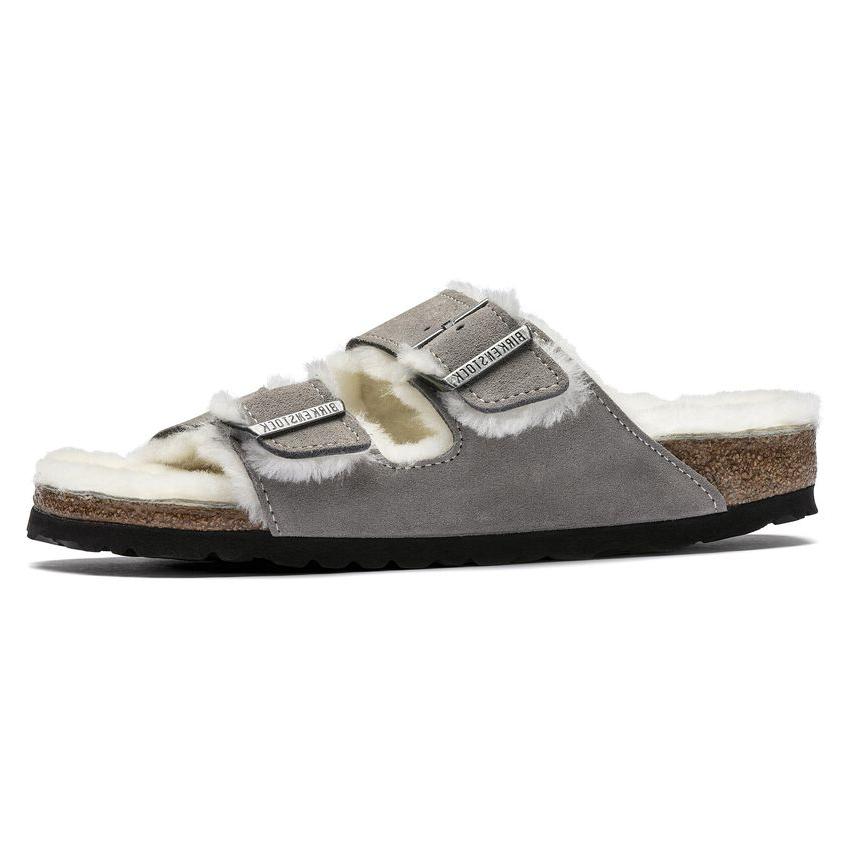 Birkenstock Кожаная замша с овчиной Arizona узкая 'Stone Coin' 1017403