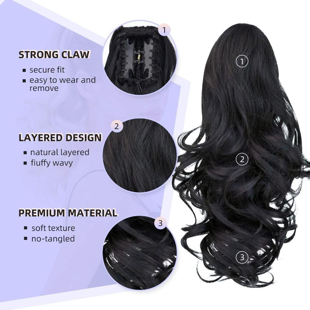 Synthetic Fiber Hair Ponytail Extension Natural Heat Resistant Ponytail Extension  Party Look