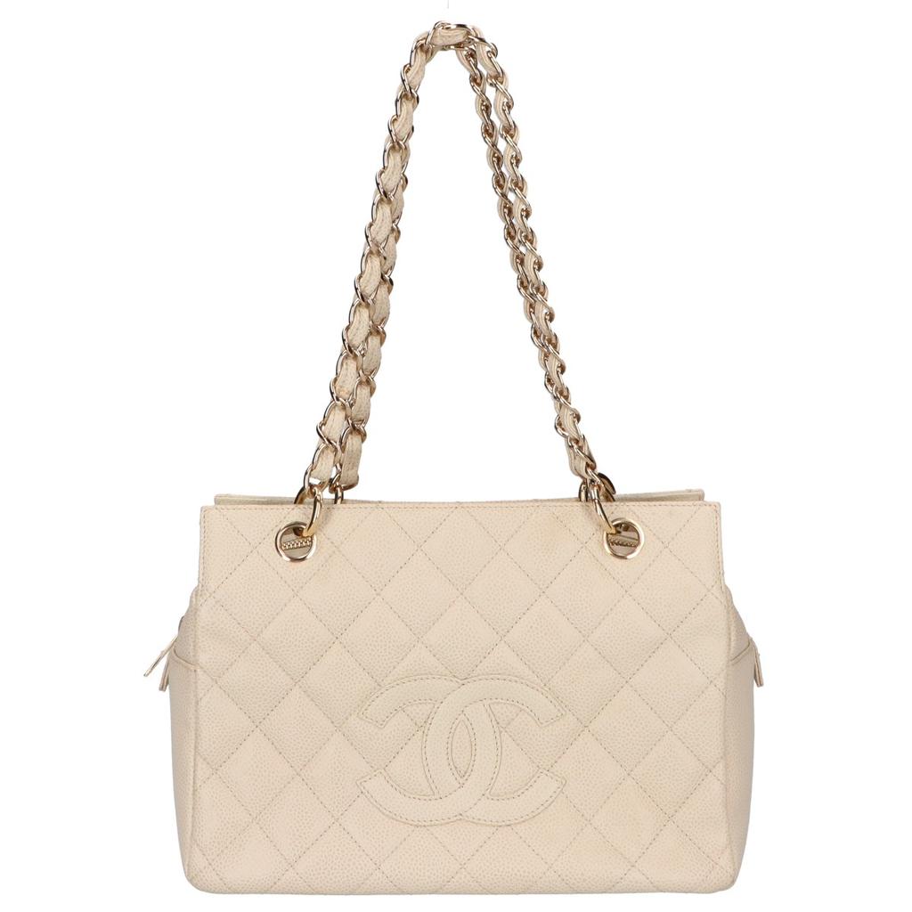 Chanel No. 8 Standard Chain Tote Bag Caviar Handbag IvoryUsed