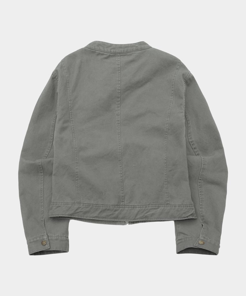 Куртка-косуха Place Studio Vintage Sand с вырезом, стираная хлопок, одинарный воротник, полуприлегающая [Серый]