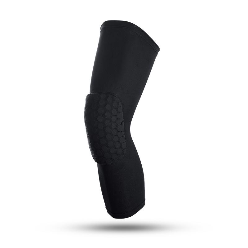Honeycomb EVA Basketball Knee Pads with Silicone Anti-Slip, Shock Absorption, and Breathable Lycra.