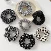 Leopard Print Polka Dot Scrunchie - Black, White, Brown Korean Style Hair Tie