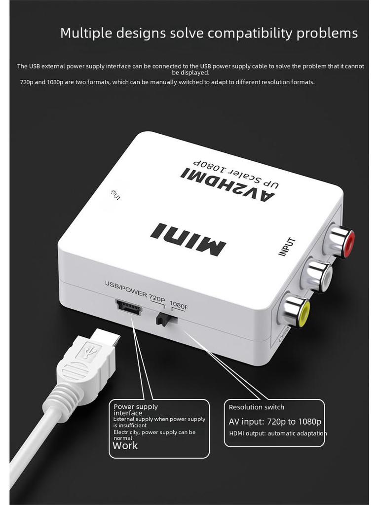 Конвертер Sanlian 1080P RCA в HDMI для трансграничных AV-приставок, игровых приставок и ТВ-приставок