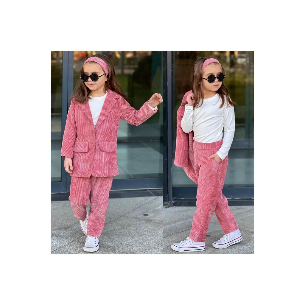 Girls' Velvet Cool Elegant 3 Piece Jacket Set 9068 Mink