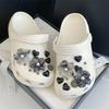 Rhinestone Detachable Shoe Charms 14Pcs Black Ink Flower Heart Design DIY Decor for Clogs Backpacks Daily Use