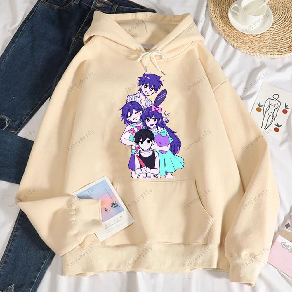 Omori Cute Hoodie Printed Sportswear Unique Hot Selling Autumn and Winter Pullover Cartoon Popular Men Pullover Street Fashion
