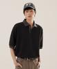 JEMUT Chess Ringer Collared Short Sleeve T-Shirt Black Kjst2616