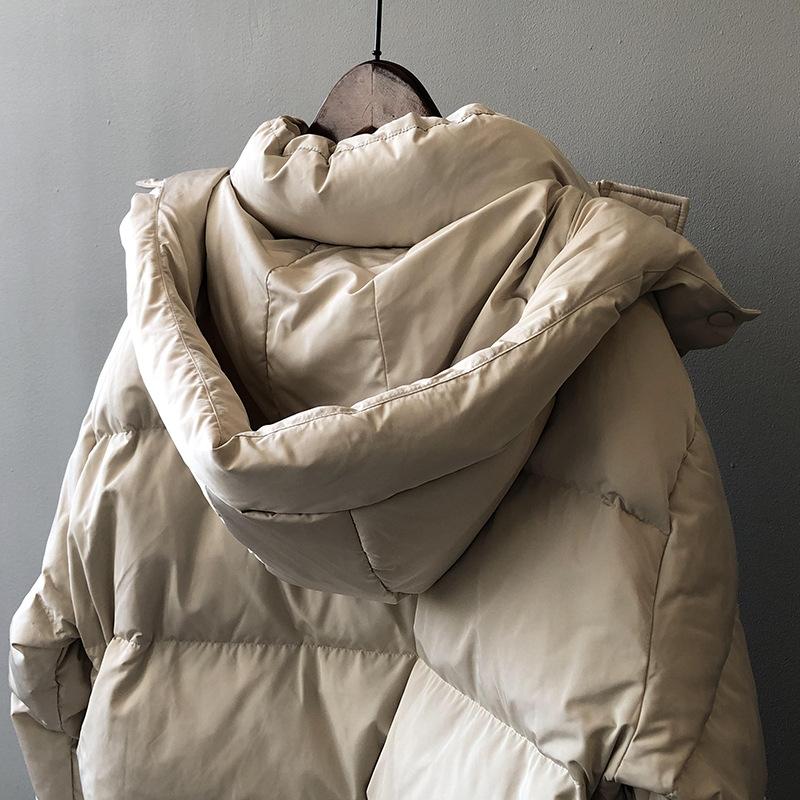 Solid Women's Winter Autumn Down Jacket Hooded Collar Short Single-Breasted Coat Preppy Style Parka Ladies Chic Outwear Female