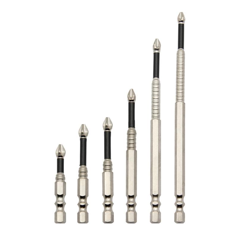 5Pcs 50-150mm Crosses Magnetic Screwdriver Bit Alloy Steel AntiSlip Long Drill Bits Impact Resistance Waterproof Bits