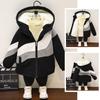 Boys Winter Zipper Warm Jacket Thicken Plus Velvet Overcoat
