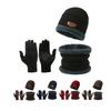 Three-piece Knitted Hat Winter Warm Hat Non-slip Touch Screen Gloves Piled Thickened Wool Scarf Hat