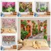 Pastoral Rose Flower Tapestry Spring Tapestry Background Cloth HD Hanging Cloth Tapestry Home Decor Home Decor with Install Fittings