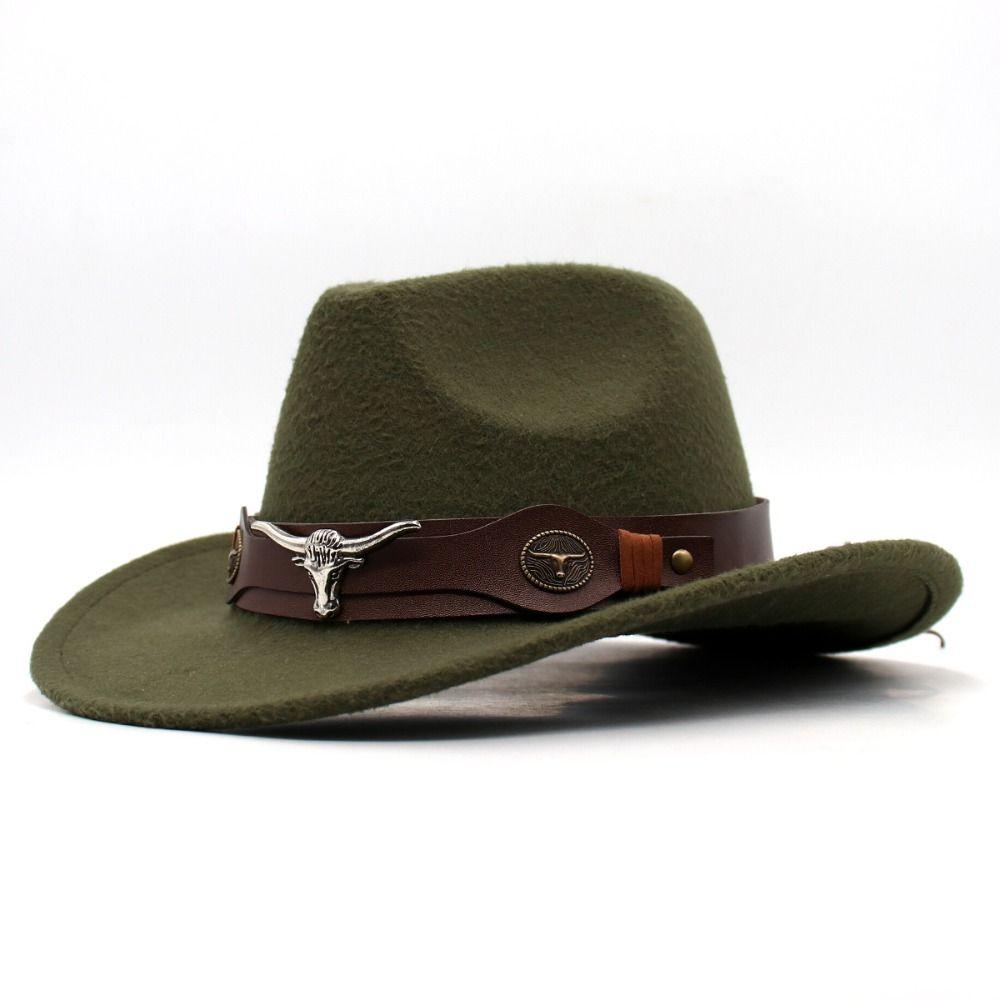 Solid Color Cowgirl Jazz Hat Woolen Party Cosplay Hat Vintage Western Cowboy Hat  Cycling Caps