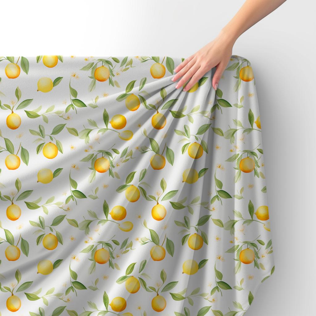 Royal Samt Stoff Polyester Zum Nähen - Motiv Zitronen - Rdx2269