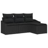 VidaXL 4-Piece Garden Sofa Set with Cushions Poly Rattan Black 3355342