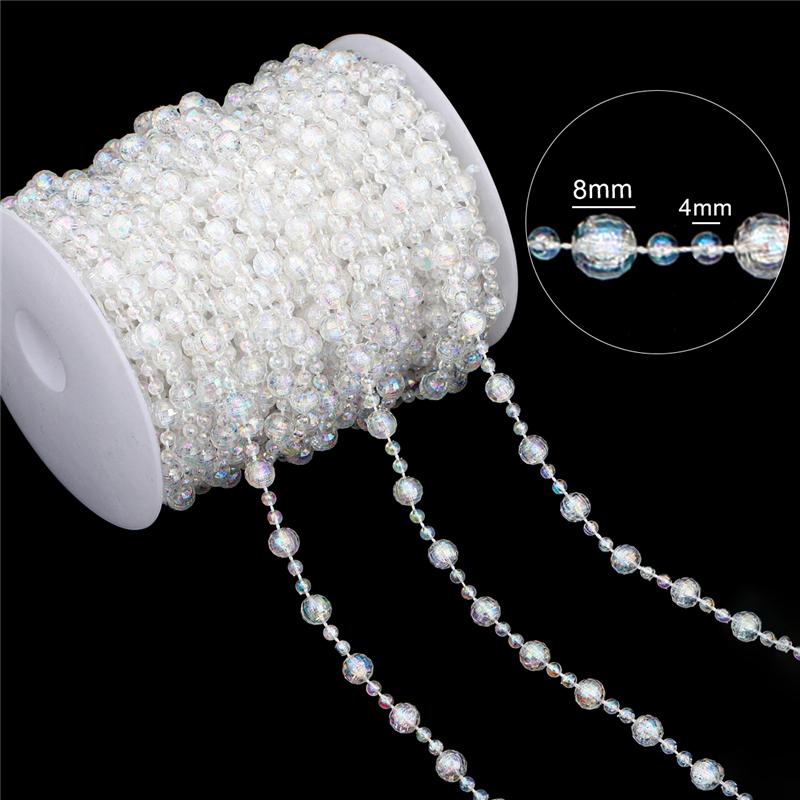 17-60Meter Imitation Pearl Acrylic Beaded Chain Trim Garland Strand for Door Curtain Wedding Decoration DIY Embellished Accessories