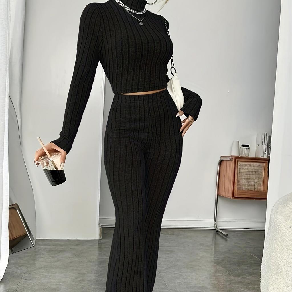 Женский модный однотонный костюм, весенний трикотажный комплект с длинным рукавом, толстовка, свободные брюки, комплект из двух предметов