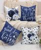 Navy Blue Throw Pillow Covers Floral Roses Flower White Grey Pillows Decorative Throw Spring Velvet Cushion Case Set Of 4 For
